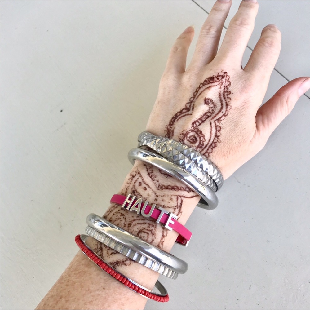 SILVER alphabet BRACELET RED band letters words - Picture 7 of 7